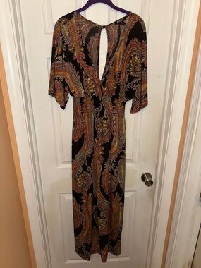 Black Paisley Maxi Dress with Keyhole Back